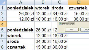 Szkolenie Excel - transpozycja