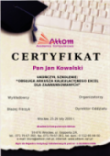 Certyfikat ukończenia szkolenia firmy AkKom